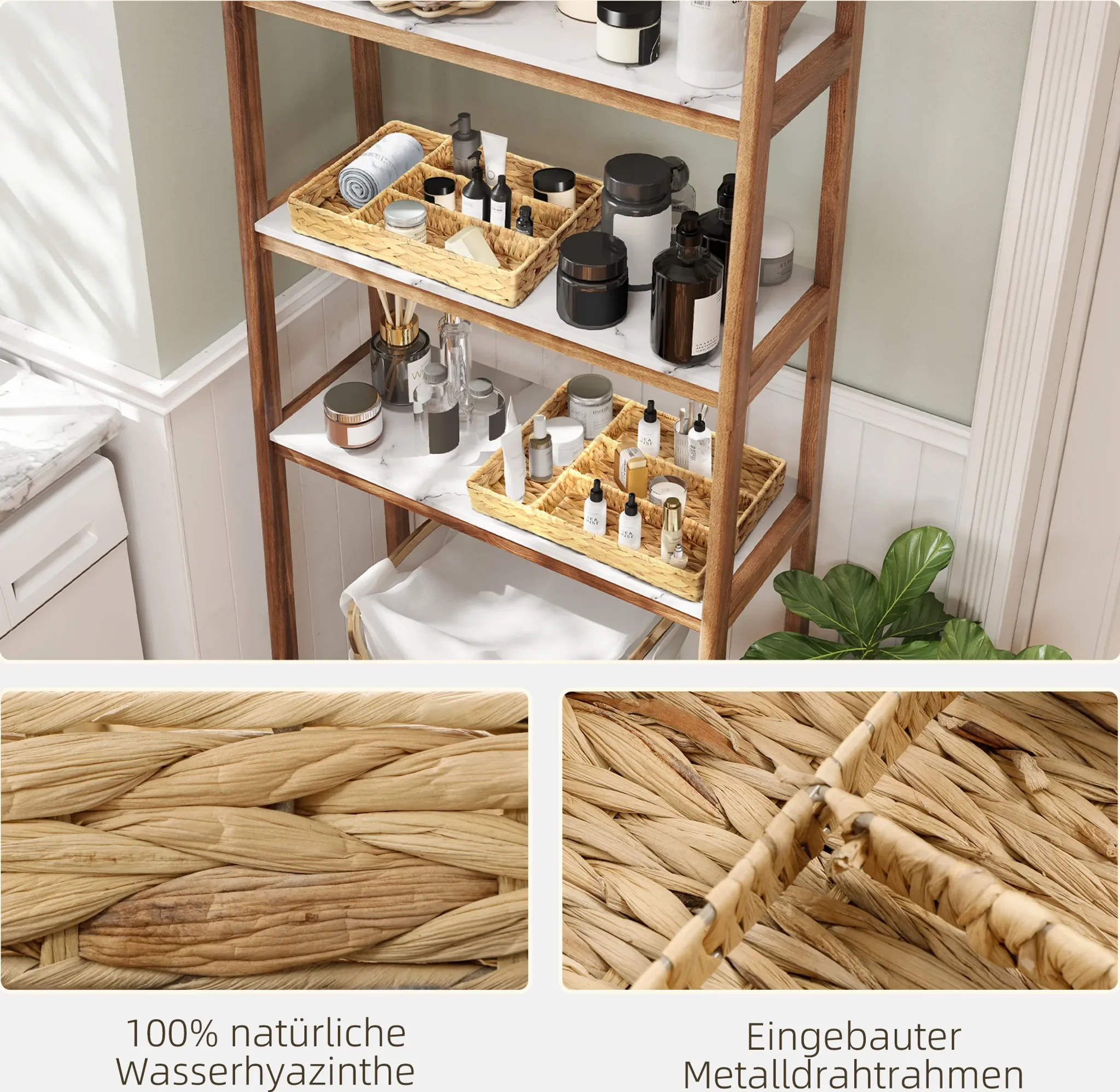 Aufbewahrungskörbe aus Wasserhyazinthe – 2er-Set mit 4 Fächern